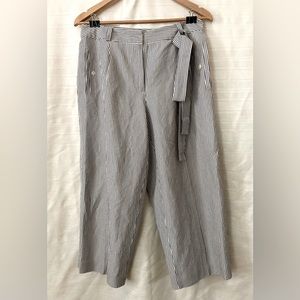 Talbots Woman Cropped Pants, size 12, blue white stripe, career casual trousers
